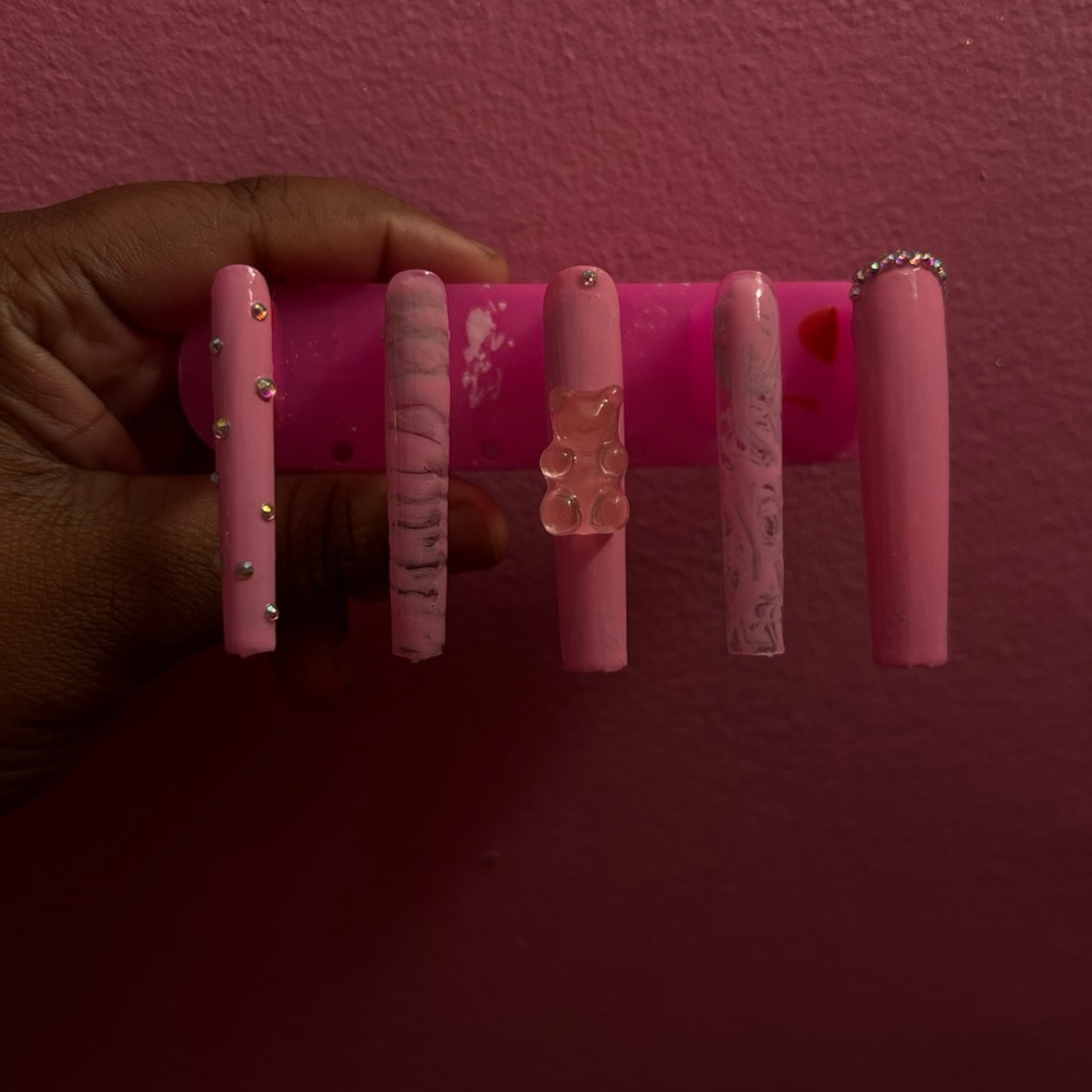 Long extendo pink press on nails